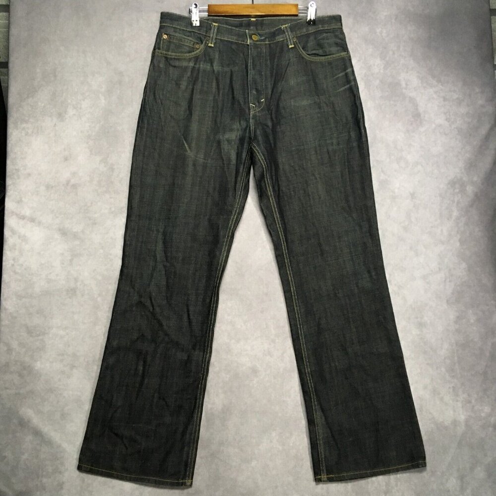 Banana Republic Men Straight Leg Blue Jeans size 36x32 Raw Look Denim Button Fly - Picture 4 of 16